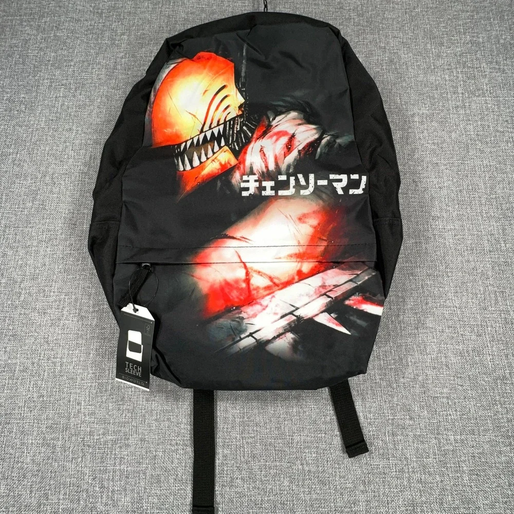 Bioworld Chainsaw Man Sublimated Laptop Backpack Black Graphic Tech Sleeve NEW